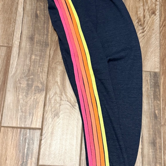 Aviator Nation Navy Neon Rainbow 5 Stripe Sweatpants - Picture 5 of 8